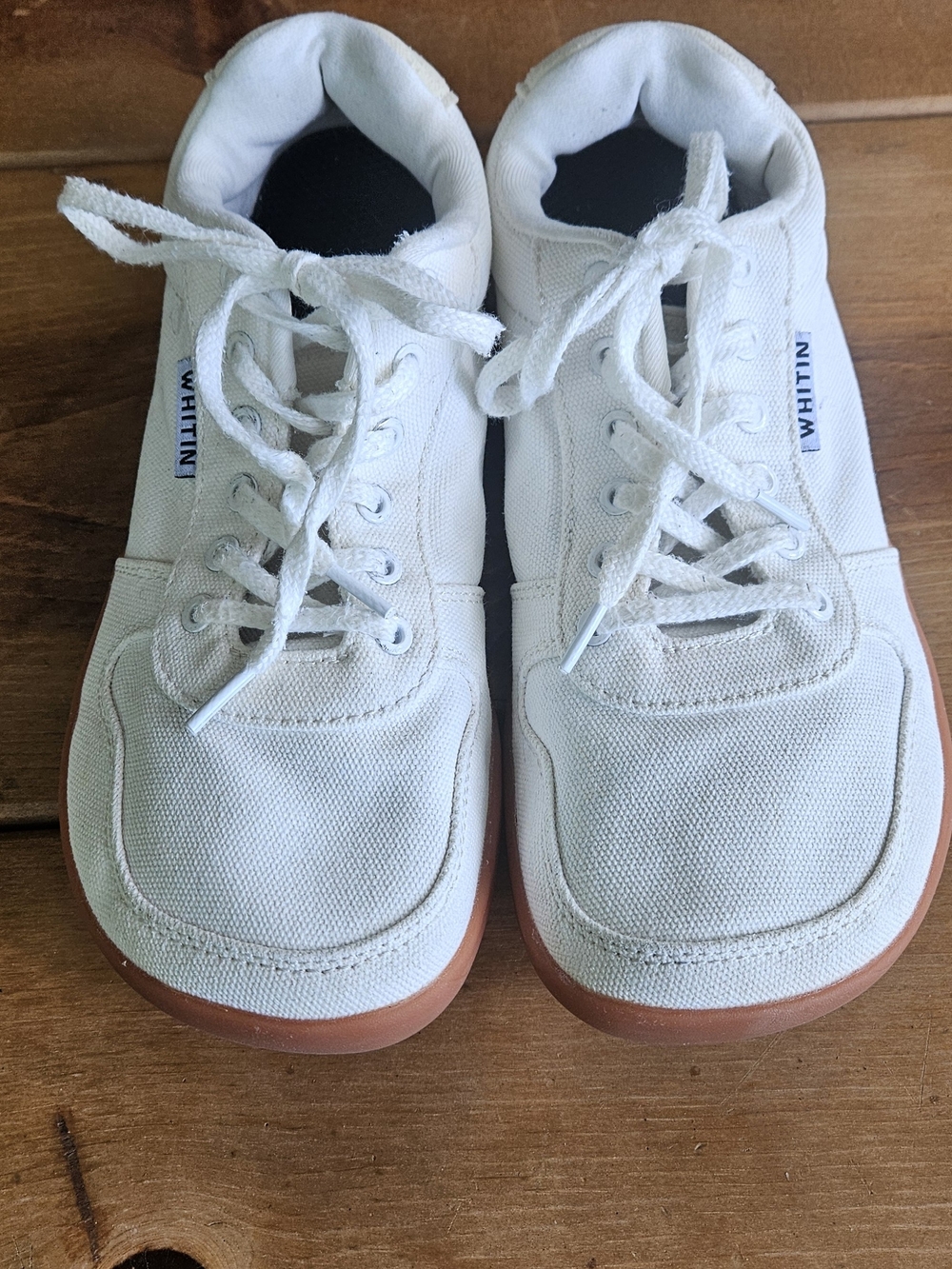WHITIN White Canvas Sneakers with Gum Trim